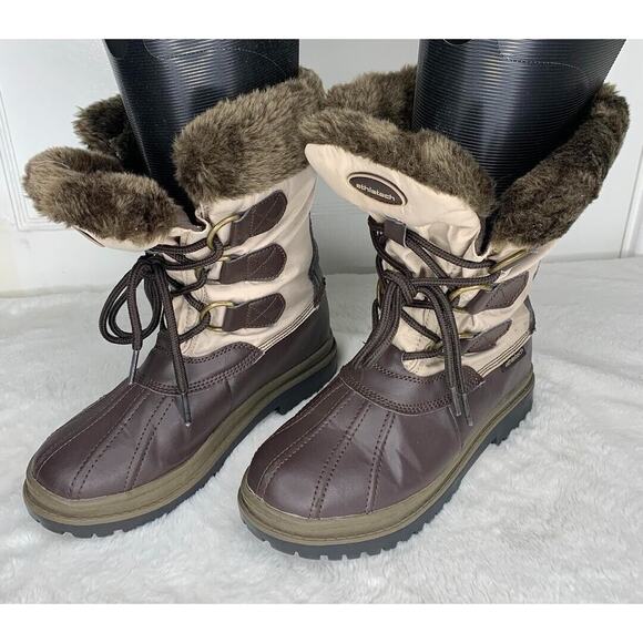 ATHLETECH WOMEN'S Faux Fur FIORELLA BROWN WINTER BOOTS SIZE 7M - Picture 1 of 8